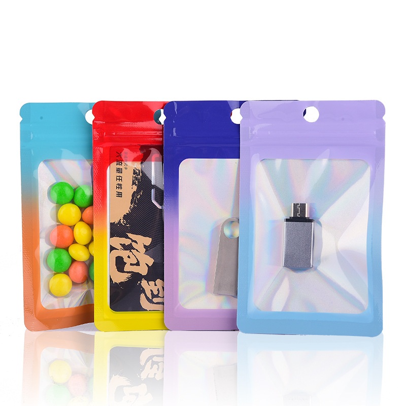 Food Storage Bags Zip Lock Pouch - 1000 قطعة الليزر اللون التدرج أكياس