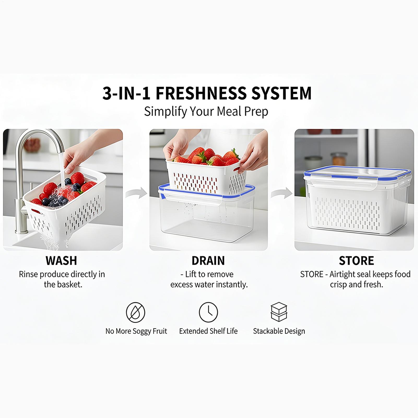 Food Storage Plastic Container - حاوية تخزين طعام 4 في 1،