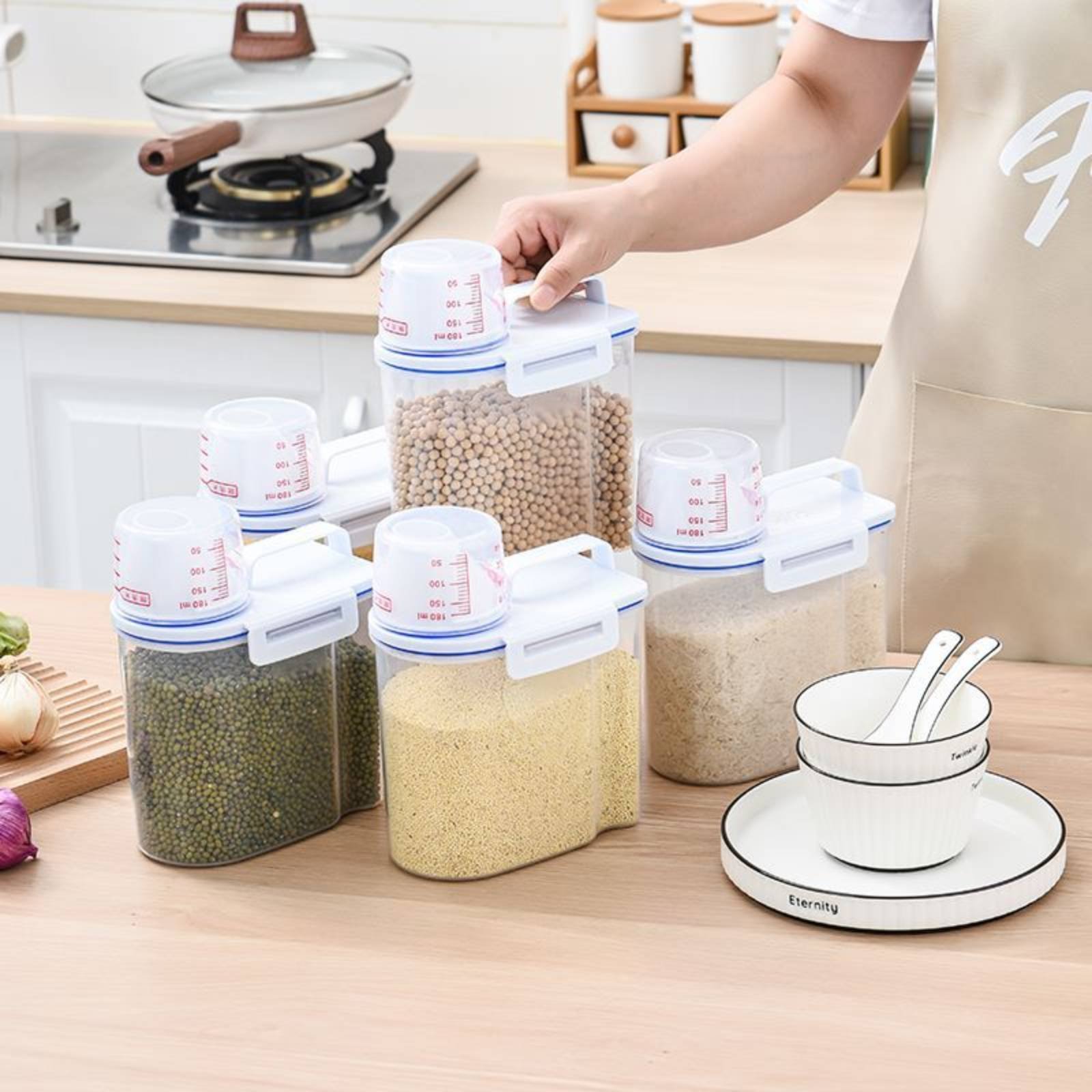 Food Storage For Pantry - حاوية تخزين الأرز الآمنة مع مقياس