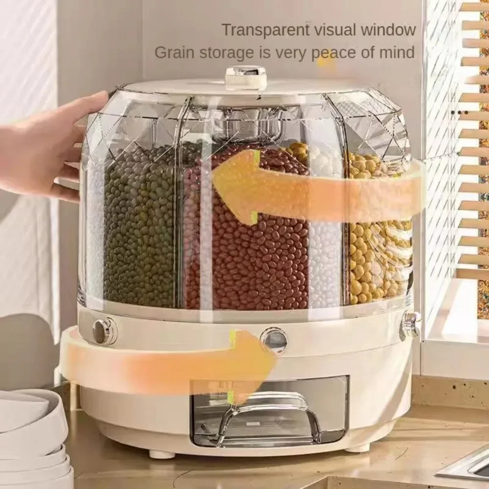 Food Storage No Plastic - حاوية تخزين حبوب دوارة بسعة كبيرة