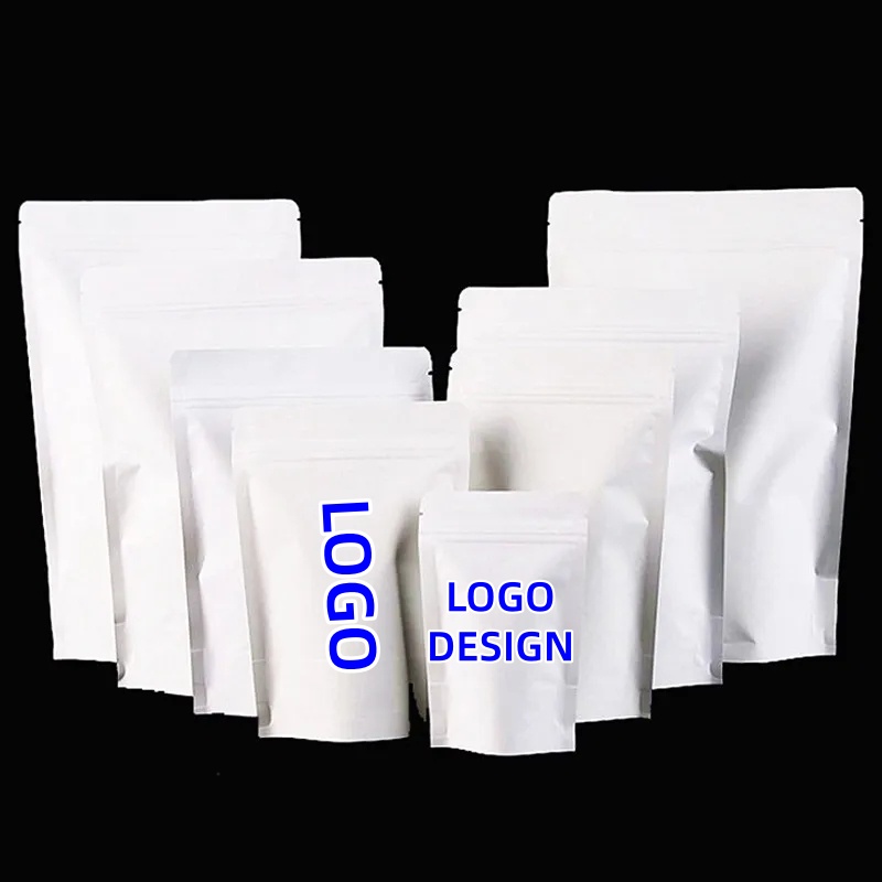 Food Storage Bags Zip Lock Pouch - 100 قطعة بالجملة أكياس ورقية بيضاء