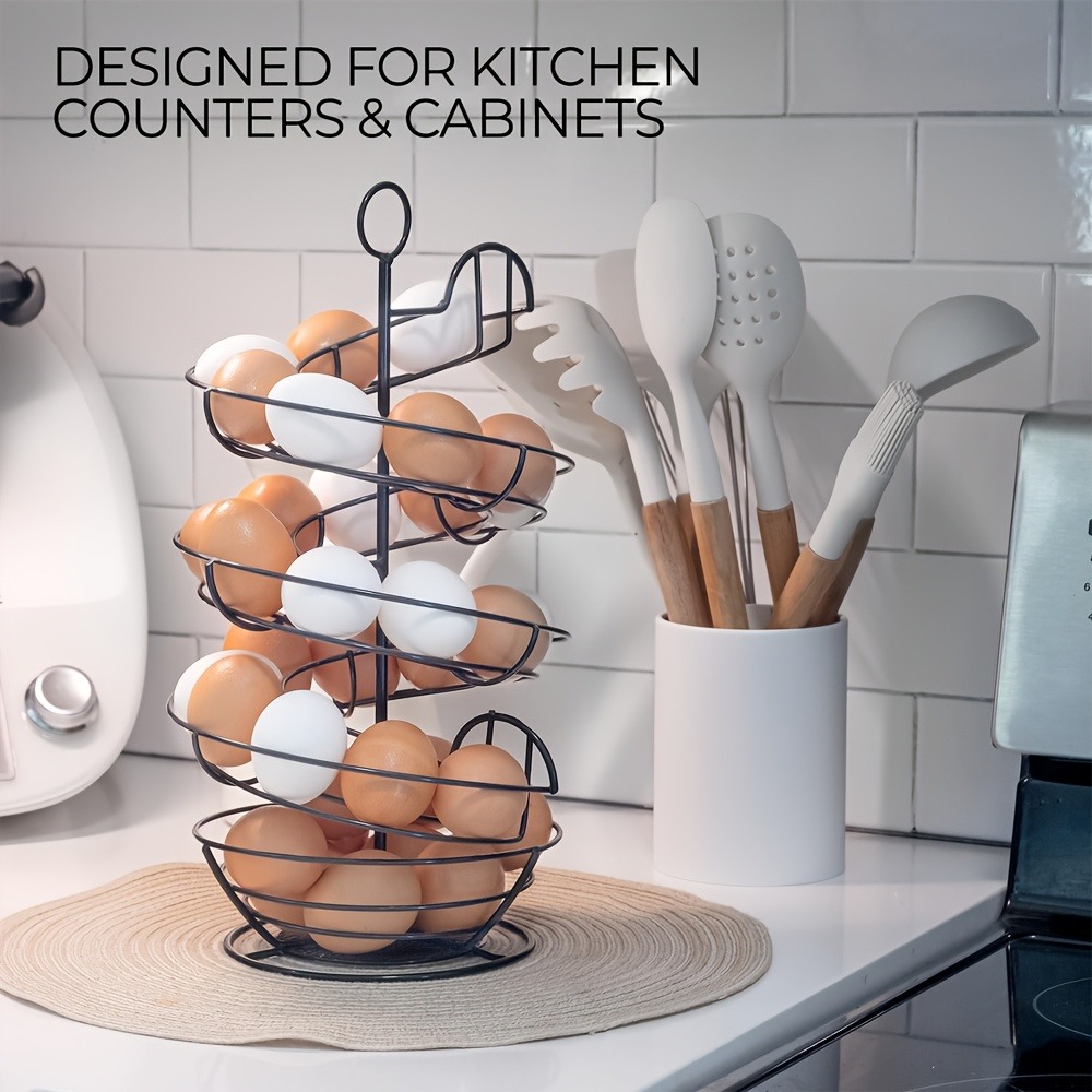 Egg Storage Holder - حامل بيض معدني حلزوني، رف تخزين