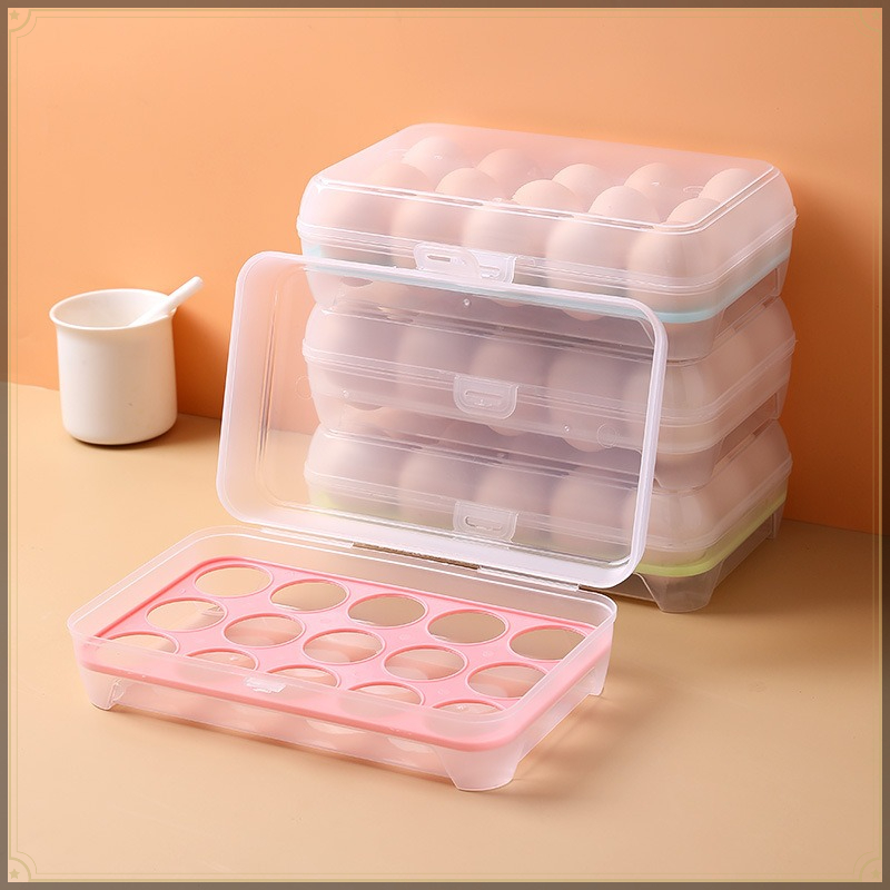 Egg Storage Holder - صندوق تخزين البيض بـ 15 خانة،