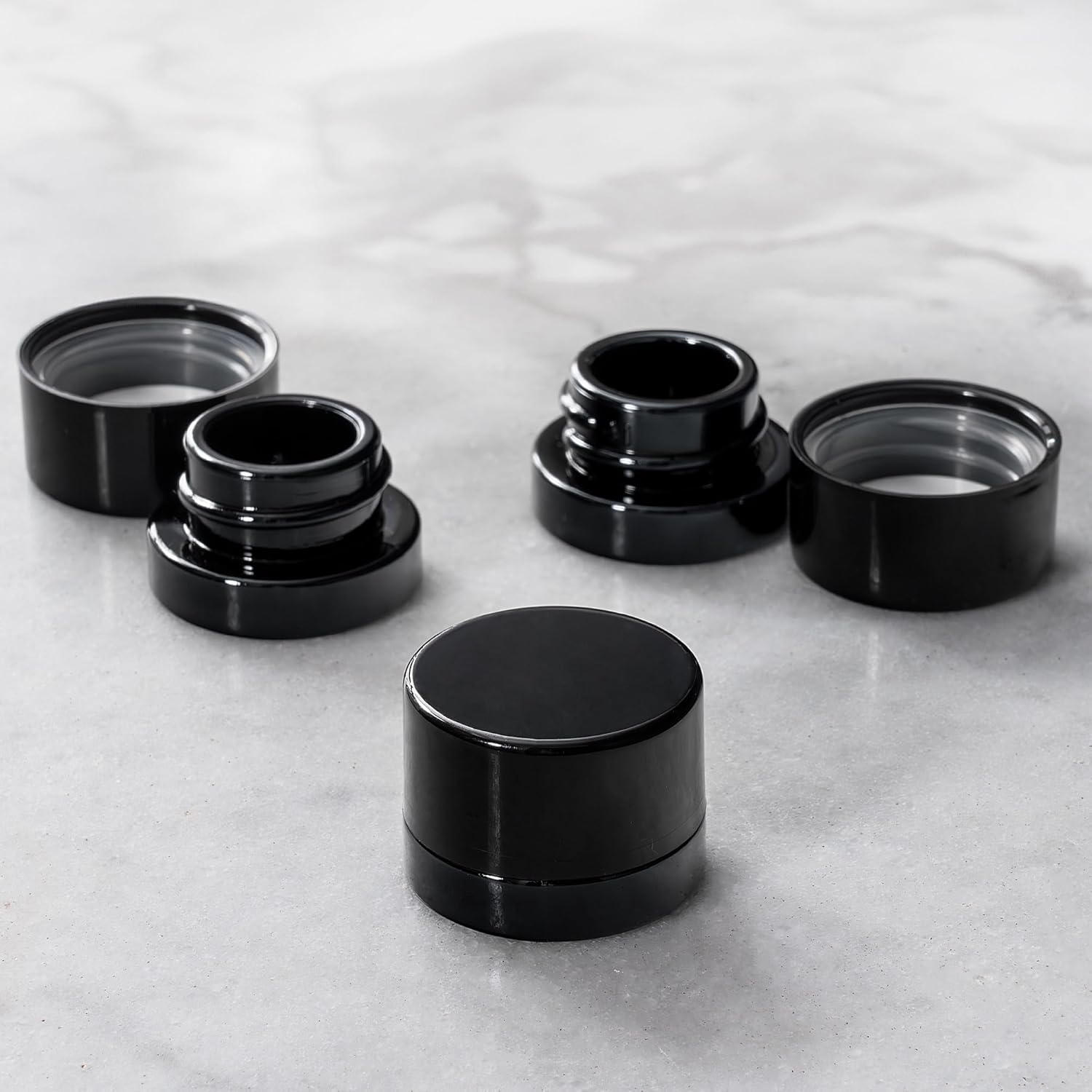 Food Storage Glass Container Set - برطمانات زجاجية سوداء سميكة 5 مل