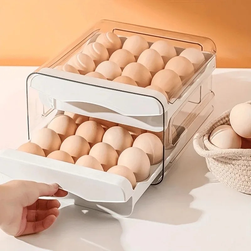 Egg Storage Holder - صندوق تخزين البيض للمطبخ، منظم بلاستيكي