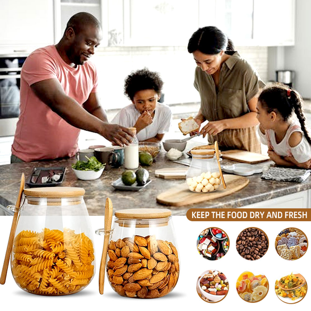 برطمان زجاجي بملعقة وغطاء ، بر - مراجعة Food Storage Glass Container Set وسعره