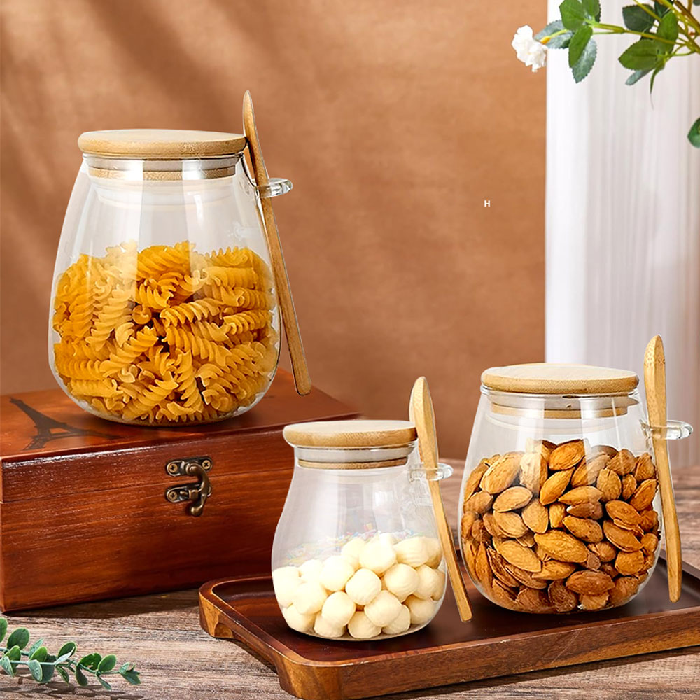 برطمان زجاجي بملعقة وغطاء ، بر - مراجعة Food Storage Glass Container Set وسعره