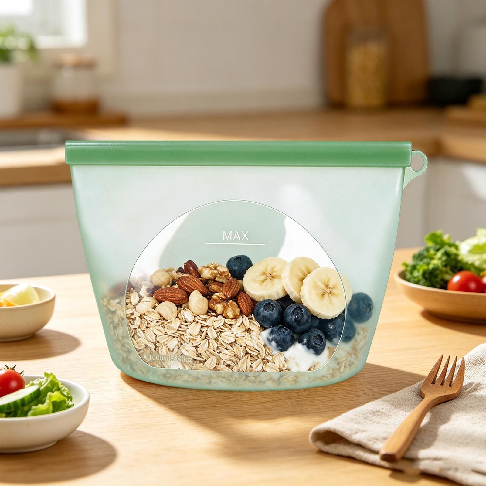 أكياس سيليكون قابلة للإغلاق بس - مراجعة Food Storage Bags Zip Lock Pouch وسعره