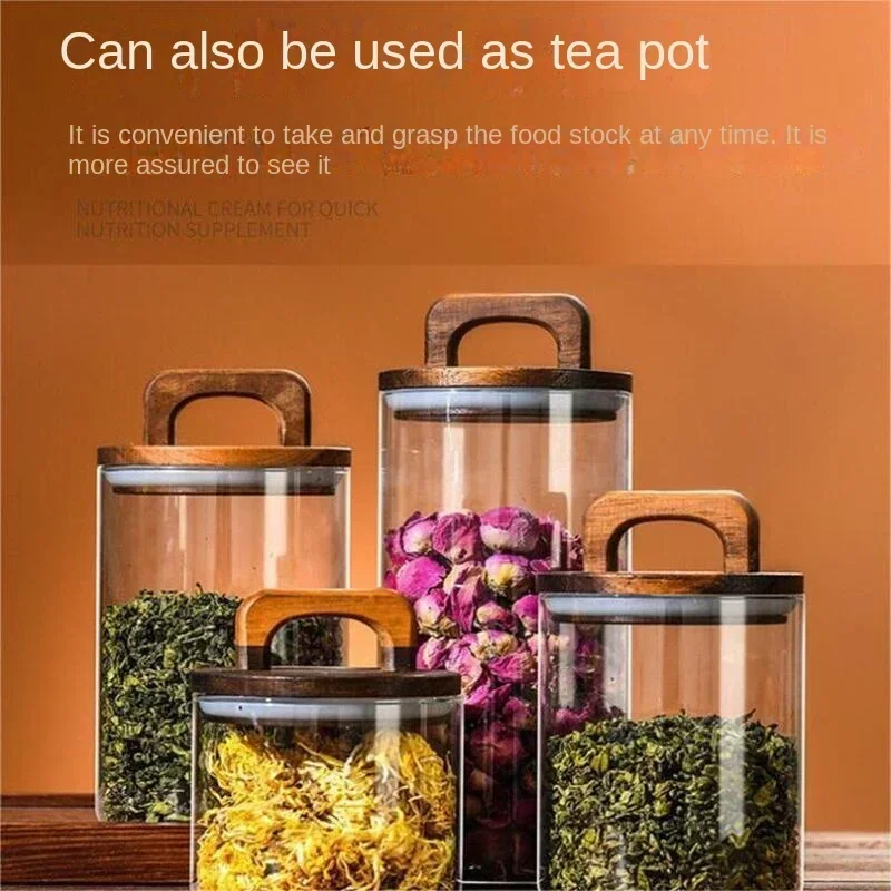 800-2100 مللي غطاء الخشب جرة ز - مراجعة Food Storage Glass Container Set وسعره