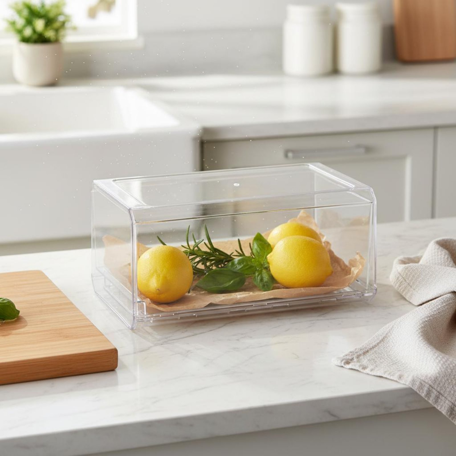 منظم ثلاجة شفاف كبير السعة، حا - مراجعة Food Storage Large Plastic Containers وسعره