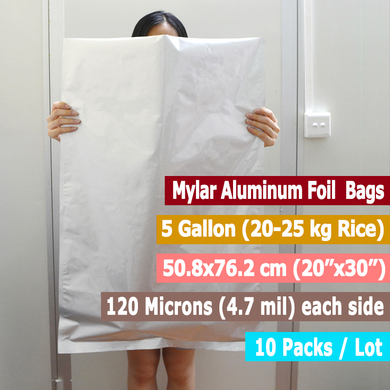 10 عبوات 5 جالون أكياس مايلر م - مراجعة Food Storage Mylar Bags وسعره