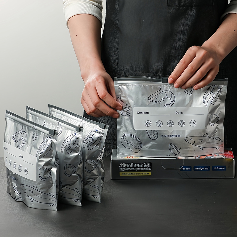 Bag of 10 Large Aluminum Foil  - مراجعة Food Storage Bags Zip Lock Pouch وسعره